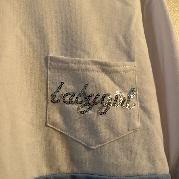 Rue21 “Baby girl” silver sequin long sleeve shirt sweatshirt colorblock cute! - Picture 5 of 8